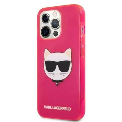 Karl Lagerfeld Choupette Head szilikon hátlap tok Apple iPhone 13 Pro, rózsaszín