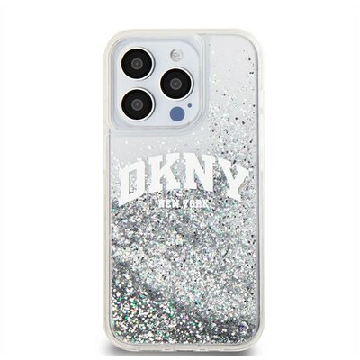 DKNY Liquid Glitter Arch Logo iPhone 14 Pro hátlap tok, átlátszó