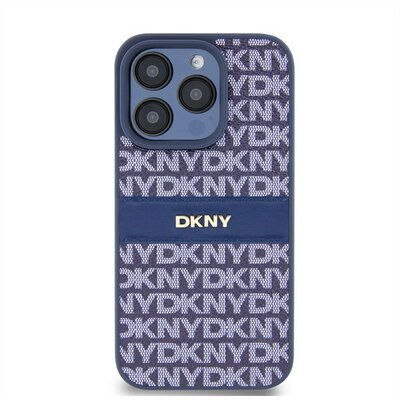 DKNY PU Leather Repeat Pattern Tonal Stripe Apple iPhone 14 Pro Max hátlap tok, kék