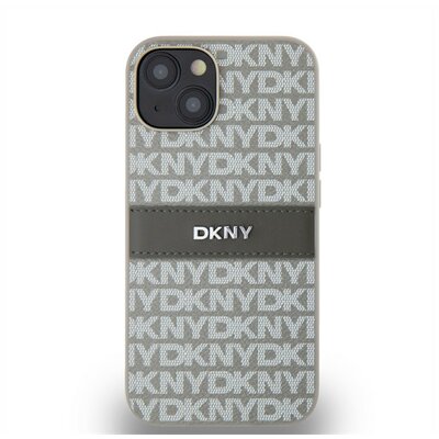 DKNY PU Leather Repeat Pattern Tonal Stripe Apple iPhone 14 hátlap tok, bézs