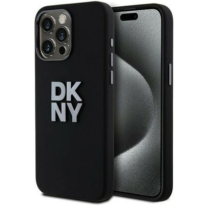 DKNY Liquid Silicone Metal Logo Apple iPhone 15 Pro hátlap tok, fekete