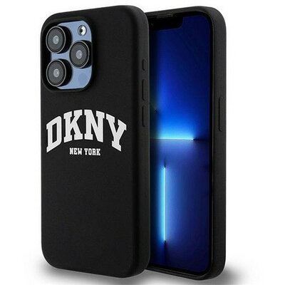 DKNY Liquid Silicone Arch Logo iPhone 15 Plus MagSafe hátlap tok, fekete