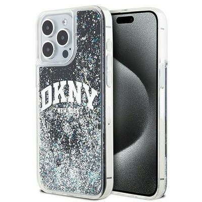 DKNY Liquid Glitter Arch Logo iPhone 15 Pro Max hátlap tok, fekete