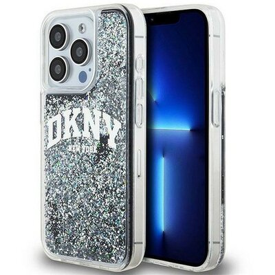 DKNY Liquid Glitter Arch Logo iPhone 13 Pro hátlap tok, fekete