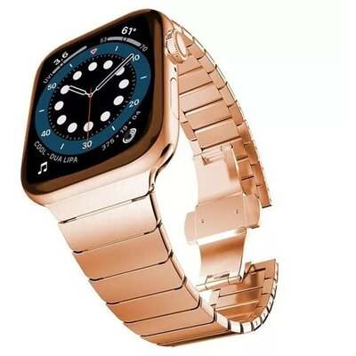 Apple Watch 4-6, SE, SE (2022) (38 / 40 mm) / Watch 7-9 (41 mm), fém pótszíj, rozsdamentes acél, széles és vékony szemű, Phoner, vörösarany