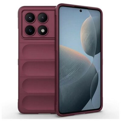 Xiaomi Redmi K70E / Poco X6 Pro 5G, Szilikon tok, közepesen ütésálló, 3D minta, bordó