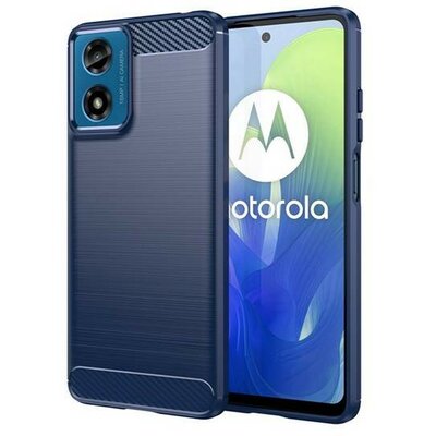 Motorola Moto G04 / G24, Szilikon tok, közepesen ütésálló, szálcsiszolt, karbon minta, sötétkék