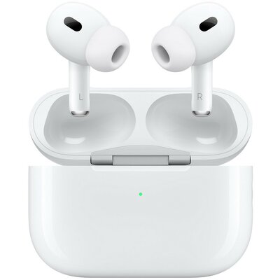 Bluetooth sztereó fülhallgató, v5.3, TWS, töltőtok, USB Type-C aljzattal, vízálló, vezeték nélküli töltés, Magsafe csatlakozás, Apple AirPods Pro 2, fehér, gyári