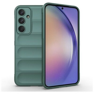 Samsung Galaxy A55 5G SM-A556B, Szilikon tok, közepesen ütésálló, 3D minta, sötétzöld