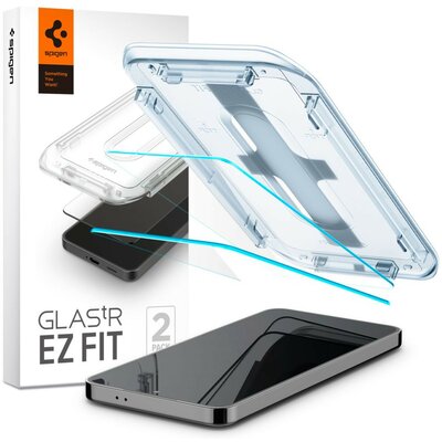 Samsung Galaxy S24 SM-S921, Kijelzővédő fólia, ütésálló fólia (az íves részre is!), Tempered Glass (edzett üveg), Spigen Ez Fit, Clear, 2 db / csomag