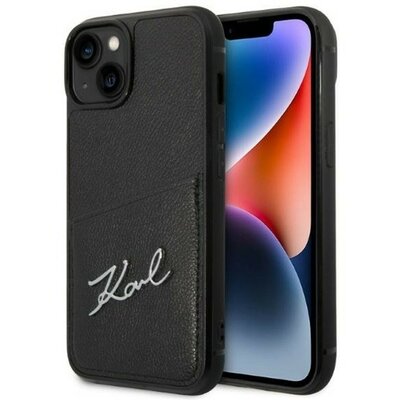 Karl Lagerfeld Signature Logo Cardslot Apple iPhone 14 Plus hátlap tok, fekete