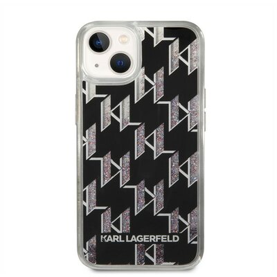 Karl Lagerfeld Liquid Glitter Monogram Apple iPhone 14 Plus hátlap tok, fekete