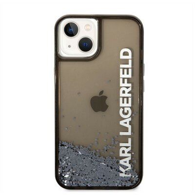 Karl Lagerfeld Liquid Glitter Elong Apple iPhone 14 hátlap tok, fekete