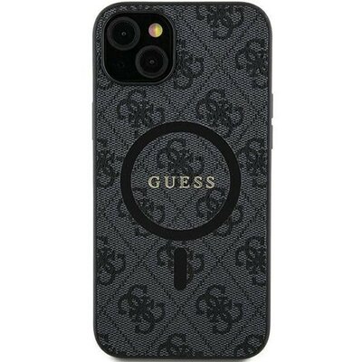 Guess 4G Collection Leather Metal Logo Samsung Galaxy S24+ mágneses tok, fekete