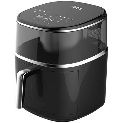 Forró levegős sütő, fritőz, Air Fryer, olaj nélküli, 1500 W teljesítmény, 8 l-es, Digitális kijelzővel, 10 programos, Leacco AF017, fekete