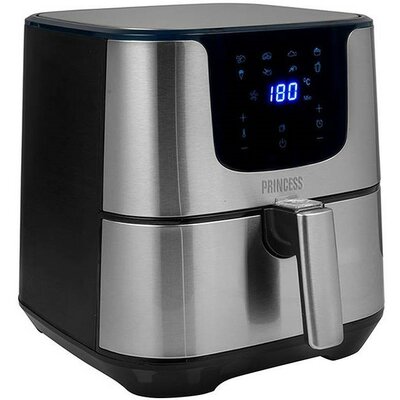 Forró levegős sütő, fritőz, Air Fryer, olaj nélküli, 1700 W teljesítmény, 5.5 l-es, Digitális kijelzővel, 8 programos, Princess XXL, fekete/ezüst