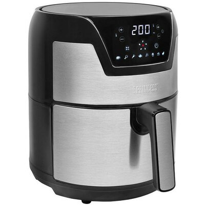 Forró levegős sütő, fritőz, Air Fryer, olaj nélküli, 1500 W teljesítmény, 4.5 l-es, Digitális kijelzővel, 8 programos, rántási, sütési, grillezési funkció, Princess XXL, fekete/ezüst