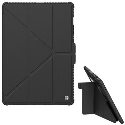 Samsung Galaxy Tab S9 Plus 12.4 SM-X810 / X816B, mappa tok, közepesen ütésálló, S Pen tartóval, kamera védelem, Smart Case, Nillkin Bumper Pro, fekete