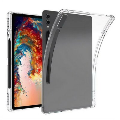 Samsung Galaxy Tab S9 Ultra 14.6 SM-X910 / X916B, Szilikon tok, közepesen ütésálló, légpárnás sarok, érintőceruza tartóval, átlátszó