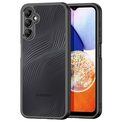 Samsung Galaxy A15 4G / A15 5G SM-A155F / A156B, Műanyag hátlap védőtok + szilikon keret, hullám minta, Dux Ducis Aimo, áttetsző/fekete