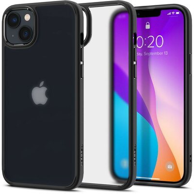 Apple iPhone 14 Plus, Műanyag hátlap védőtok + szilikon keret, Spigen Ultra Hybrid Matte, áttetsző/fekete