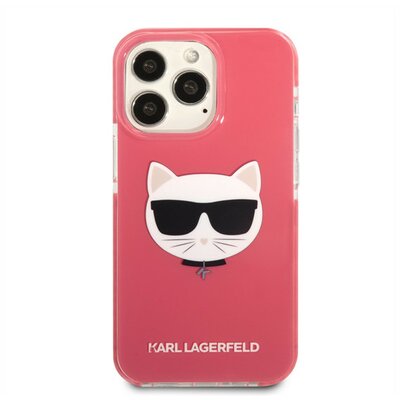 Karl Lagerfeld Choupette Head TPE szilikon hátlap tok Apple iPhone 13 Pro, rózsaszín