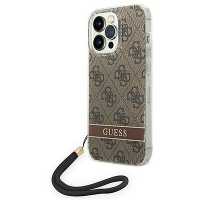 Guess 4G Print Strap Apple iPhone 14 Pro Max hátlap tok, barna