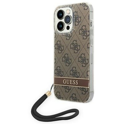 Guess 4G Print Strap Apple iPhone 14 Pro hátlap tok, barna