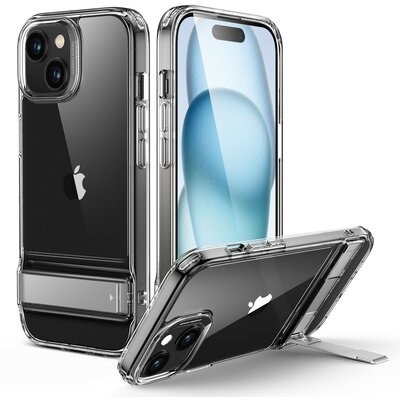 Apple iPhone 15, Szilikon tok, légpárnás sarok, kitámasztóval, ESR Air Shield Boost, átlátszó