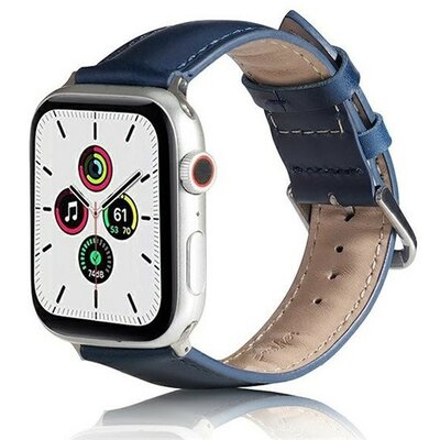 Apple Watch 1-6, SE, SE (2022) (42 / 44 mm) / Watch 7-9 (45 mm) / Watch Ultra (49 mm), szilikon pótszíj, bőrhatású, állítható, sötétkék