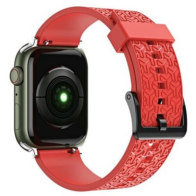 Apple Watch 1-6, SE, SE (2022) (42 / 44 mm) / Watch 7-8 (45 mm) / Watch Ultra (49 mm), szilikon pótszíj, állítható, 3D minta, piros