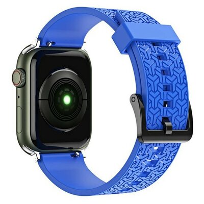 Apple Watch 1-6, SE, SE (2022) (42 / 44 mm) / Watch 7-8 (45 mm) / Watch Ultra (49 mm), szilikon pótszíj, állítható, 3D minta, kék