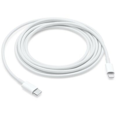 USB Type-C töltő- és adatkábel, Lightning, 200 cm, gyorstöltés, Apple, fehér, gyári