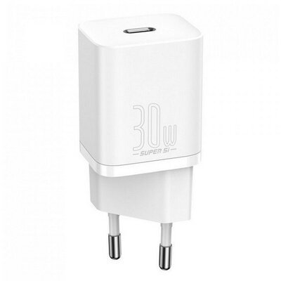 Hálózati töltő adapter, 30W, USB Type-C aljzat, gyorstöltés, Baseus Super SI 1C, fehér