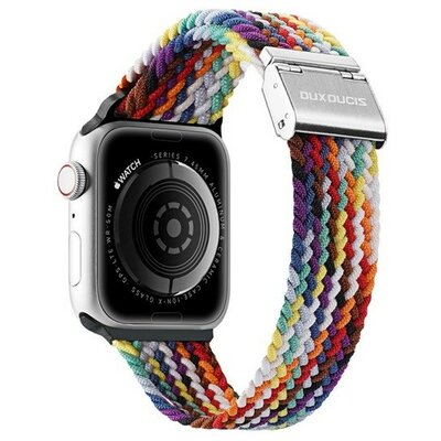 Apple Watch 1-6, SE, SE (2022) (42 / 44 mm) / Watch 7-8 (45 mm) / Watch Ultra (49 mm), textíl pótszíj, állítható, szivárvány minta, Dux Ducis Mixture, mintás