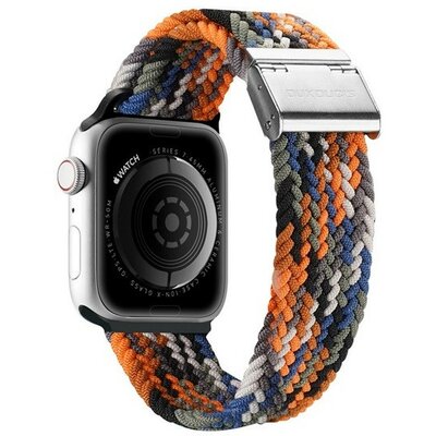 Apple Watch 1-6, SE, SE (2022) (42 / 44 mm) / Watch 7-8 (45 mm) / Watch Ultra (49 mm), textíl pótszíj, állítható, terep minta, Dux Ducis Mixture, mintás/narancssárga