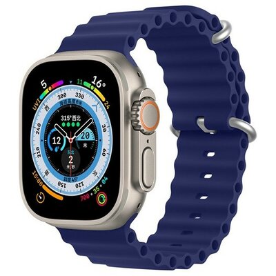 Apple Watch 1-6, SE, SE (2022) (42 / 44 mm) / Watch 7-8 (45 mm), szilikon pótszíj, állítható, hullámos kialakítás, Dux Ducis, sötétkék