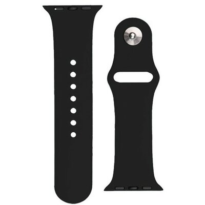 Apple Watch 1-6, SE, SE (2022) (38 / 40 mm) / Watch 7-8 (41 mm), szilikon pótszíj, állítható, fém kapoccsal, fekete