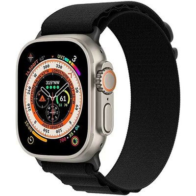 Apple Watch 4-6, SE, SE (2022) (42 / 44 mm) / Watch 7-9 (45 mm) / Watch Ultra 1-2 (49 mm), textíl pótszíj, nylon, állítható, hullámos kialakítású akasztórész, Xprotector, fekete