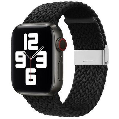 Apple Watch 1-6, SE, SE (2022) (38 / 40 mm) / Watch 7-9 (41 mm), textíl pótszíj, állítható, szőtt stílusú, fekete