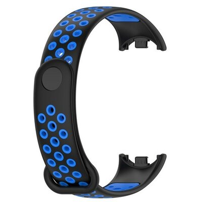 Xiaomi Mi Smart Band 8, szilikon pótszíj, állítható, lyukacsos, fekete/kék