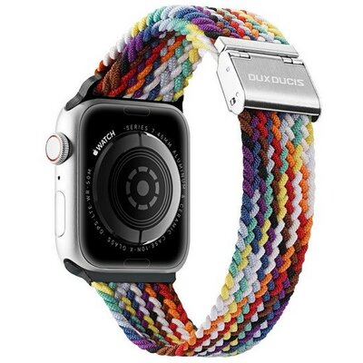 Apple Watch 1-6, SE, SE (2022) (38 / 40 mm) / Watch 7-8 (41 mm), textíl pótszíj, állítható, szivárvány minta, Dux Ducis Mixture, mintás