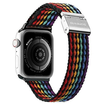 Apple Watch 1-6, SE, SE (2022) (38 / 40 mm) / Watch 7-8 (41 mm), textíl pótszíj, állítható, sötét színű csíkos minta, Dux Ducis Mixture, mintás