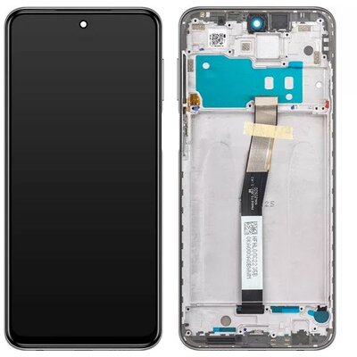 Xiaomi Redmi Note 9S kompatibilis LCD modul kerettel, OEM jellegű, fehér