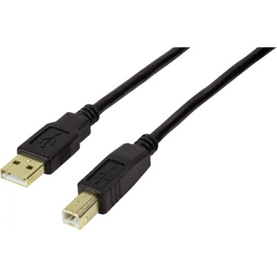 USB kábel [1x USB 2.0 A dugó - 1x USB 2.0 B dugó] 10 m fekete, aranyozott érintkezővel LogiLink UA0264