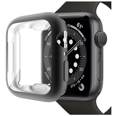 Apple Watch 7 (45mm), Szilikon védőkeret, közepesen ütésálló, szíj nélkül, fekete