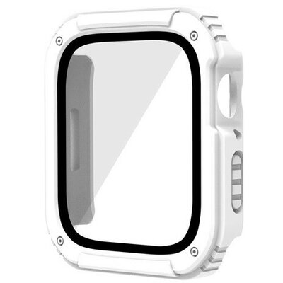 Apple Watch 1-3 (42 mm), Műanyag védőkeret, kijelzővédő üveggel, közepesen ütésálló, szíj nélkül, fehér