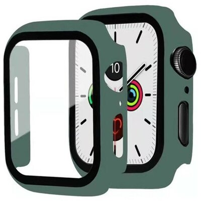 Apple Watch 7 (45mm), Műanyag védőkeret, kijelzővédő üveggel, közepesen ütésálló, szíj nélkül, zöld