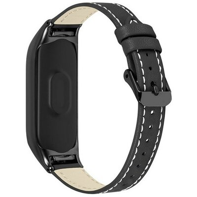 Xiaomi Mi Smart Band 7, valódi bőr pótszíj, fekete