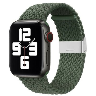 Apple Watch 1-6, SE, SE (2022) (38 / 40 mm) / Watch 7-9 (41 mm), textíl pótszíj, állítható, szőtt stílusú, zöld